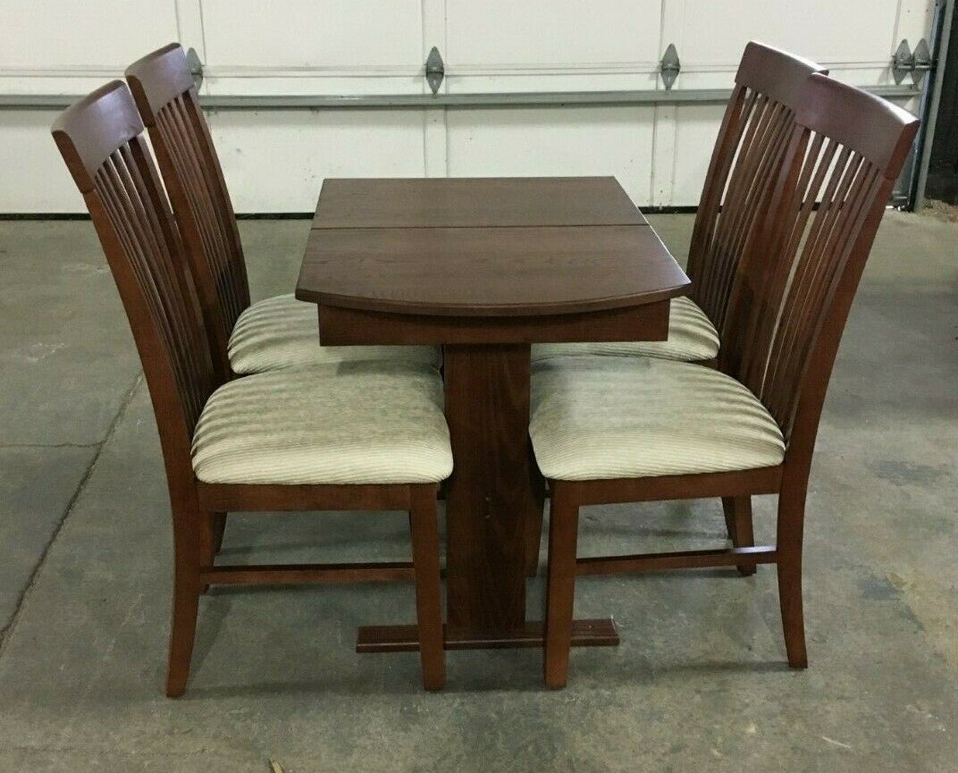 Rv Hide Leaf Dinette Table 7 Slat Storage Chairs Hardwood Stained Cherry Babs Rv Marine Supply