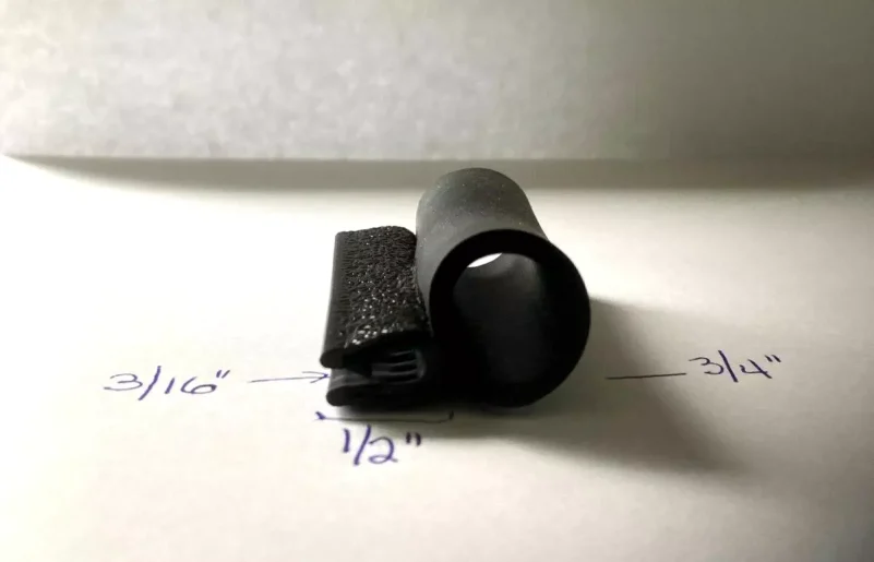Black Rubber Edge Trim Seal Lock 3/16"x1/2" x 3/4" Bulb C Side Door Golf Cart RV