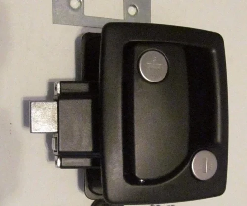 TriMark 060-0251 BLACK RV Trailer Entry Door Latch Deadbolt Handle Lock Keys Kit