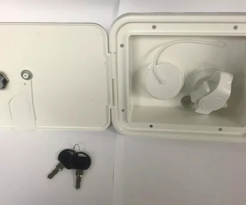 Valterra White Gravity City Water Inlet Fill Dish Hatch Lock RV Trailer